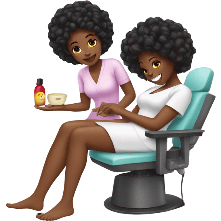 Black girl getting pedicure emoji