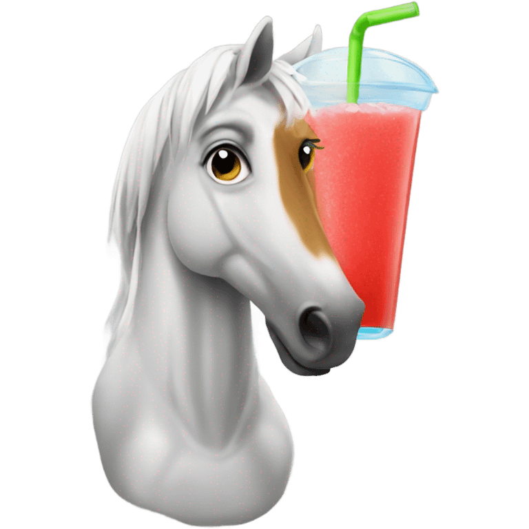 Horse drinking a slushie emoji