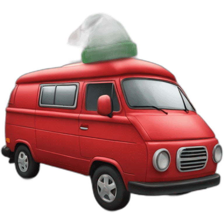 Red Christmas Beanie on a Campervan  emoji