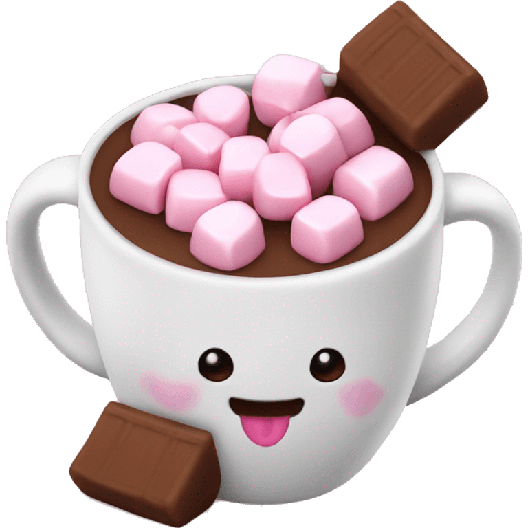 Hot chocolate with pink marshmallows  emoji