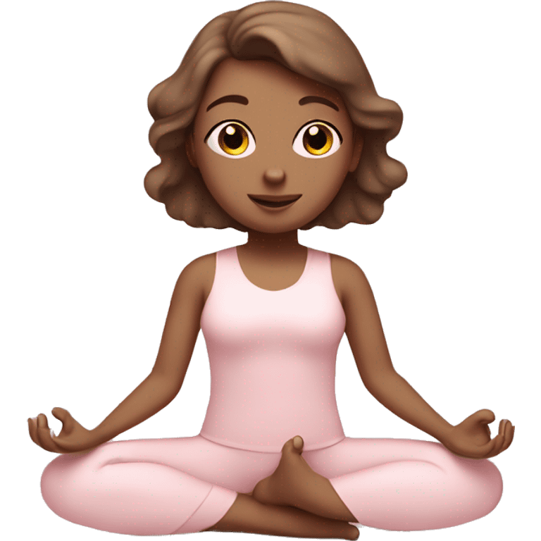 angelic brown hair yoga girl in light pink yoga outfit emoji