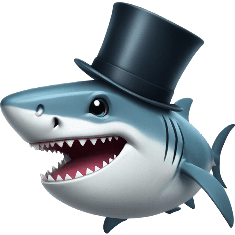 Shark with a top hat emoji