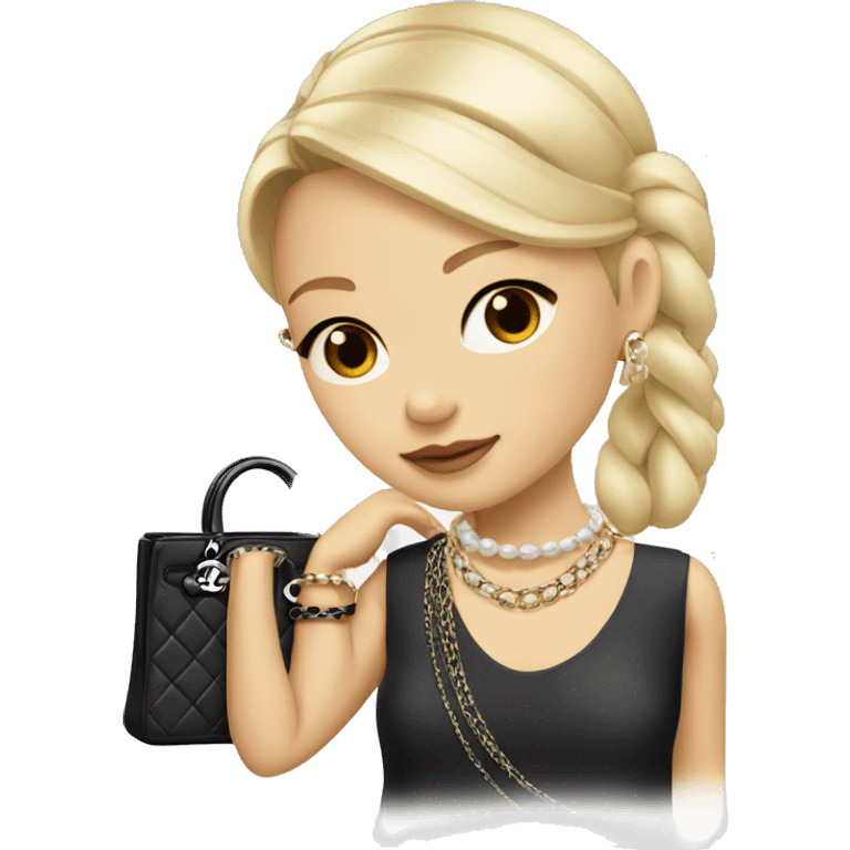 Blonde Chanel Asian Girl with Birkin bag and Chanel necklace emoji