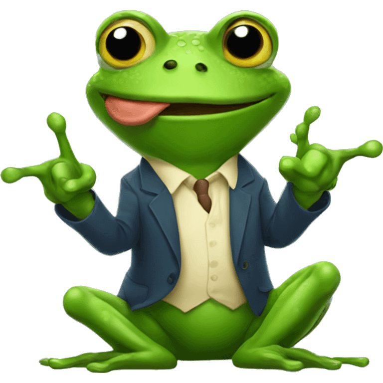 Frog doing finger guns  emoji