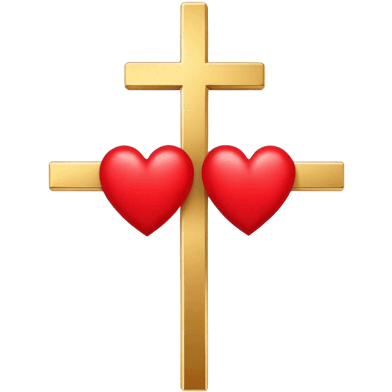 Two red  hearts around  a simple gold cross  emoji