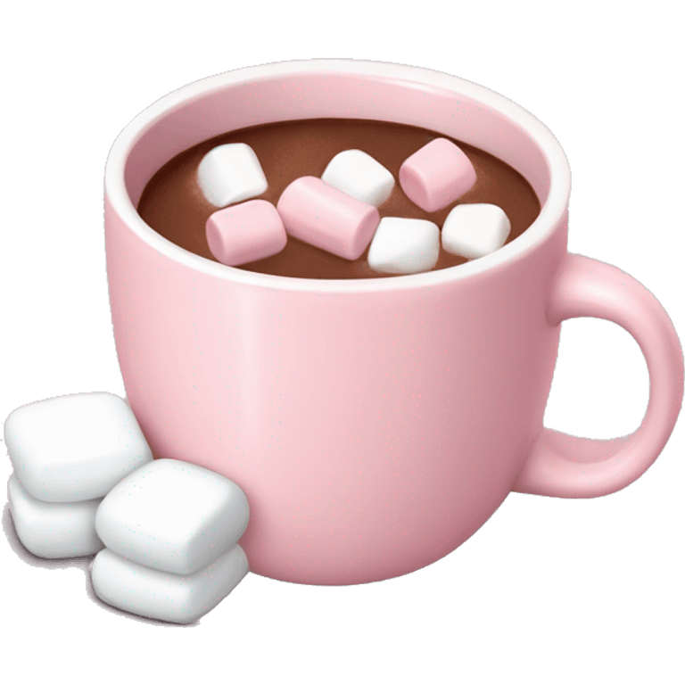 Light Pink mug of hot chocolate with marshmallows  emoji