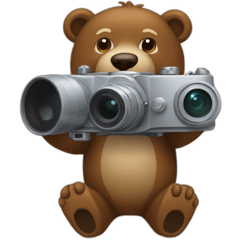 urso segurando uma camera emoji