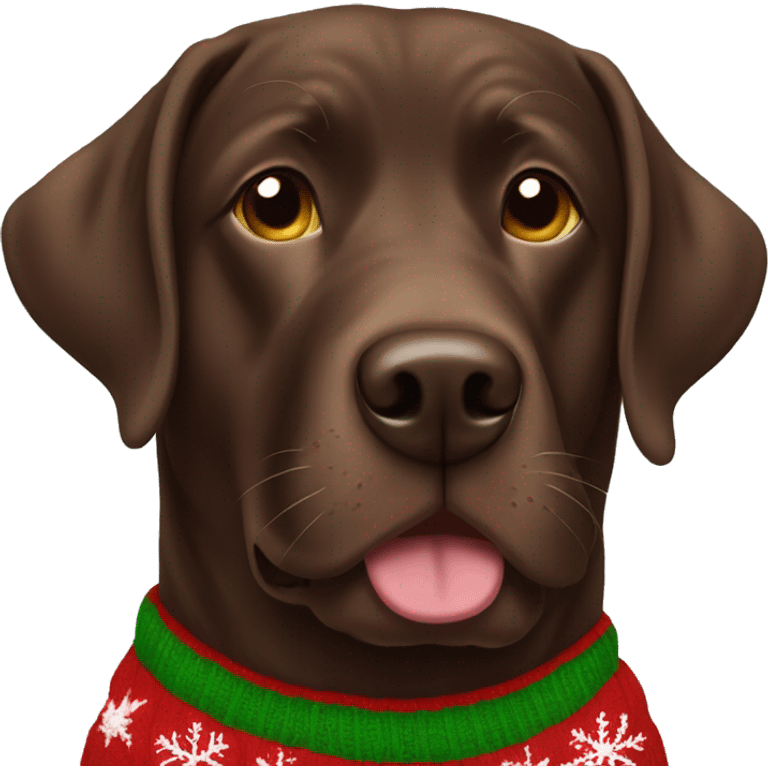 Chocolate lab wearing a Christmas sweater  emoji