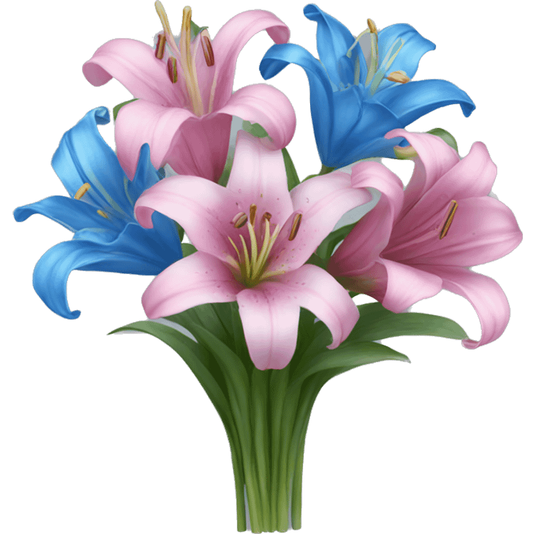 Bouquet of pink and blue lilies emoji