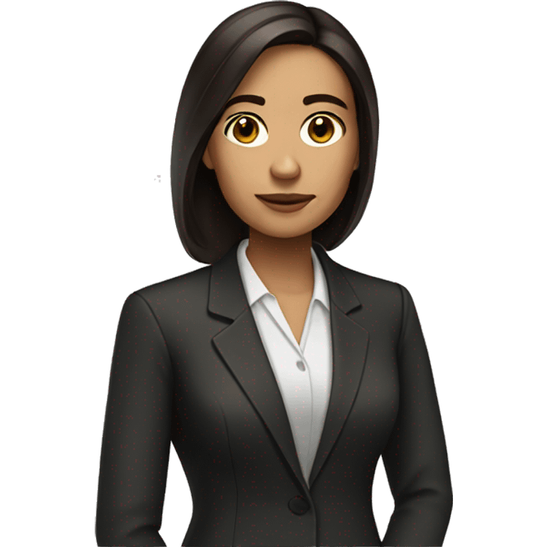 Lawyer woman with dark brown straight hair and dark brown eyes  emoji