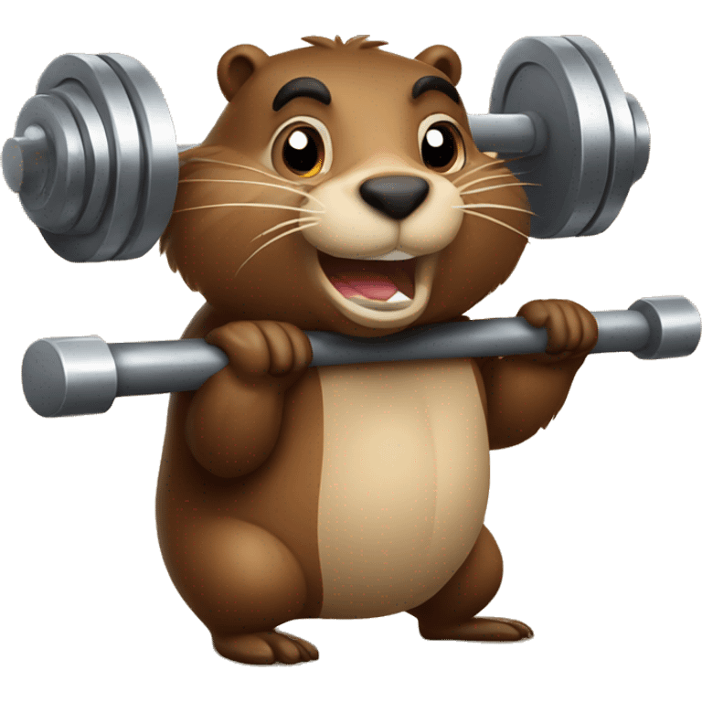 Beaver lifting the barbell emoji