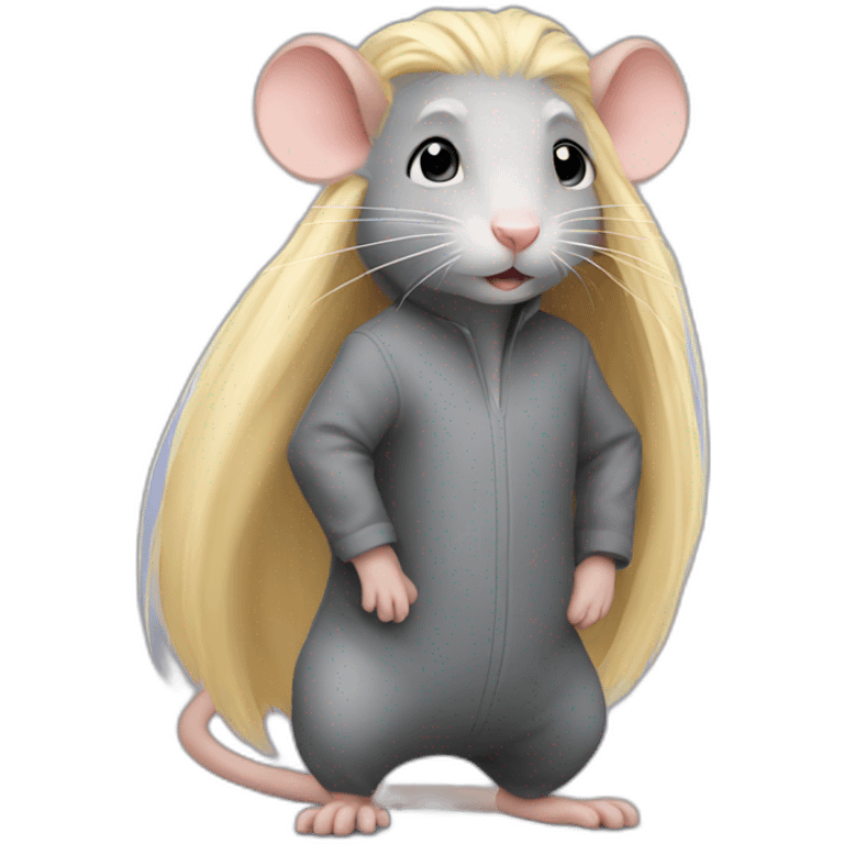 Rat standing with long blond hair emoji