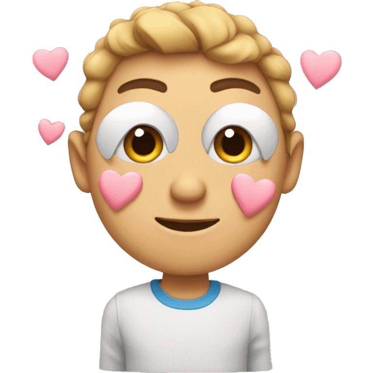 Hearteye emoji with hearts emoji