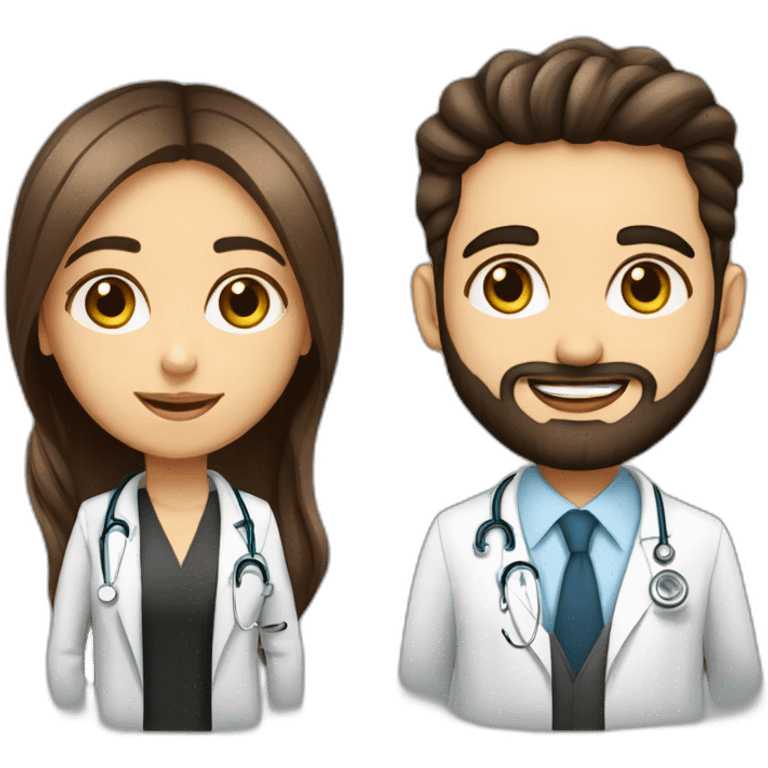 Beauty Jewish girl with ophthalmology Doctor tall Arabic boy with beard emoji