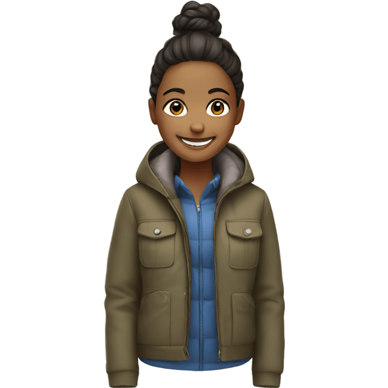 smiling girl outdoors in jacket emoji