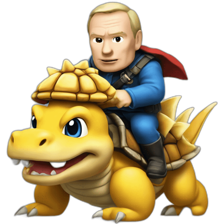 Vladimir Poutine riding a koopa emoji