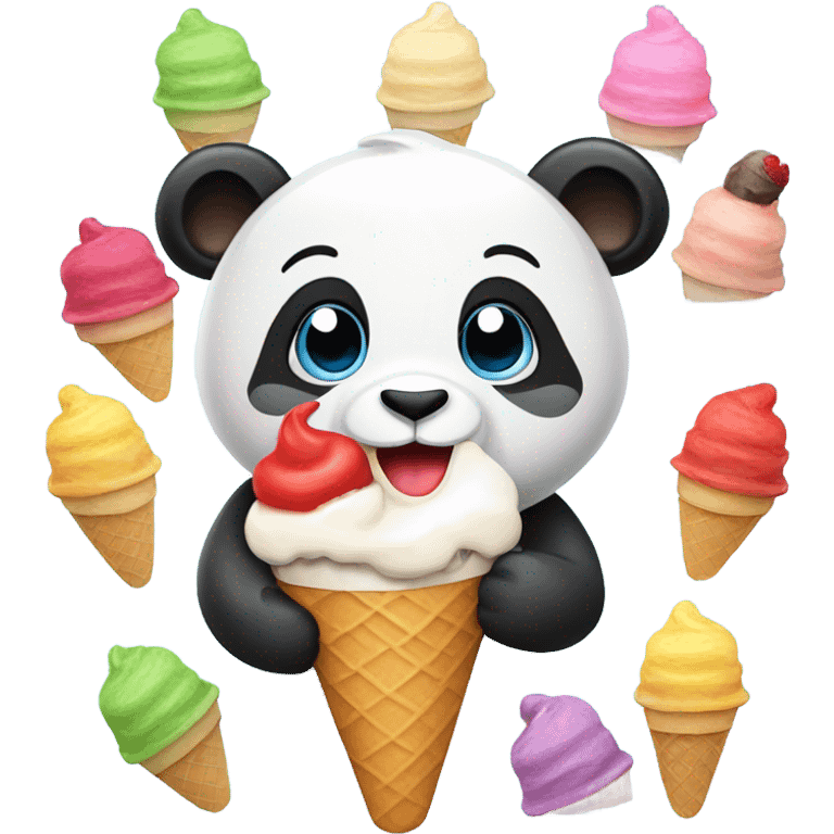 Panda eating ice cream emoji