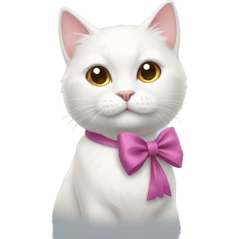 White cat with a bow emoji