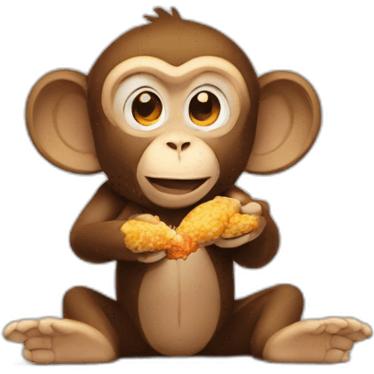 Monkey eating chicken emoji