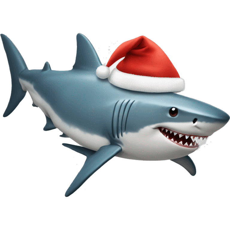 Shark with a santa hat emoji