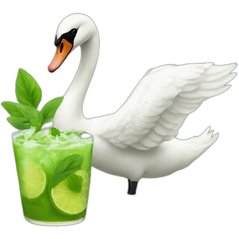 swan drinking mojito emoji