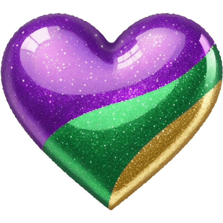 Gold, purple and green glitter heart  emoji