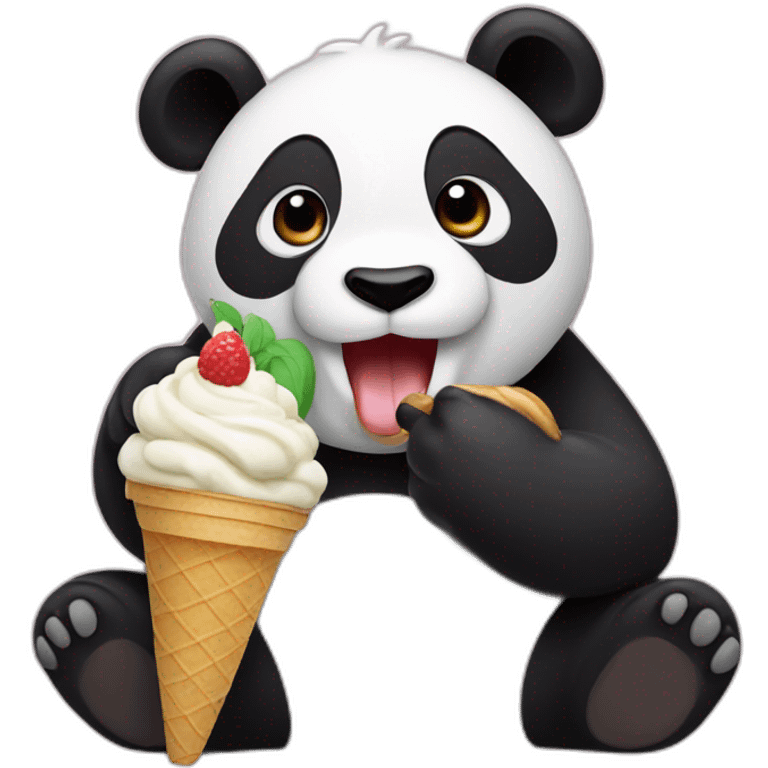 Panda eating ice cream emoji