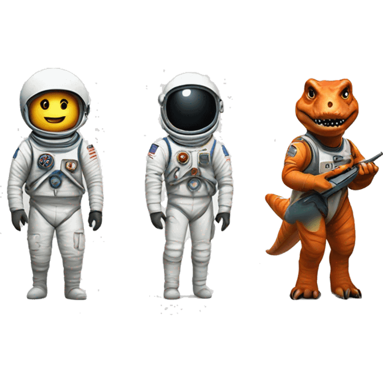 a solider, a astronaut and t-rex emoji