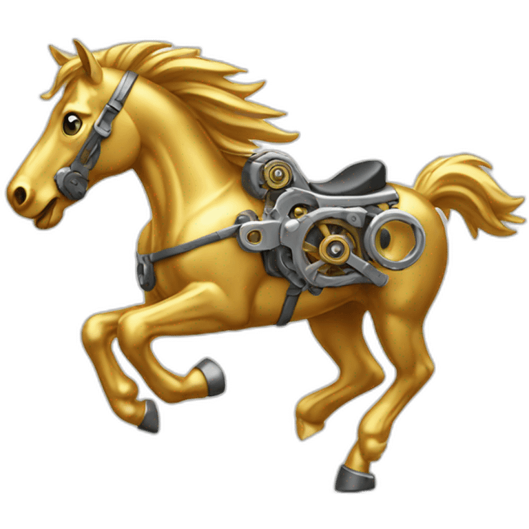 Mechanical golden running horse emoji