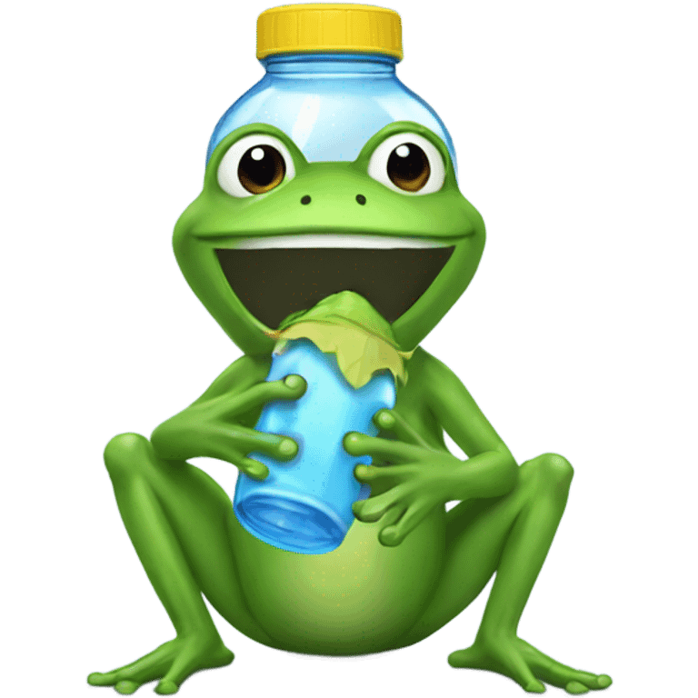 Water bottle eating a frog emoji