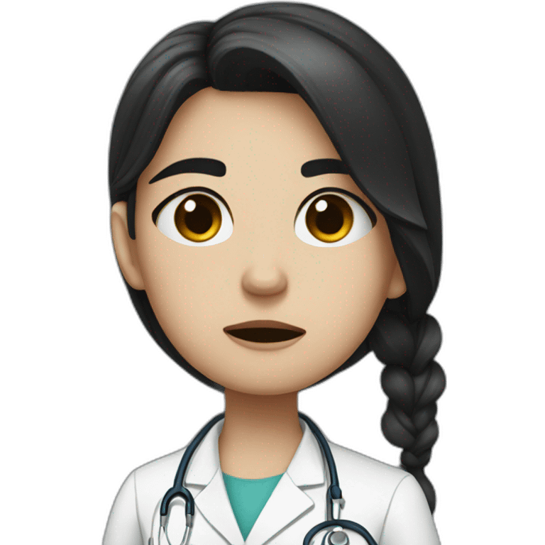 doctor girl with dark hair crying tears emoji