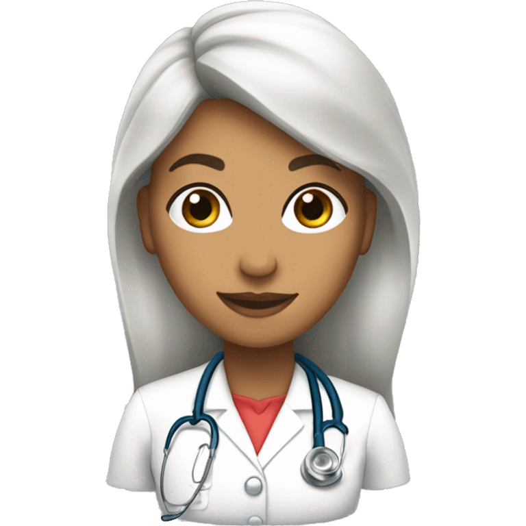 Doctora piel blanca, cabello castaño, pelo largo y de pie emoji