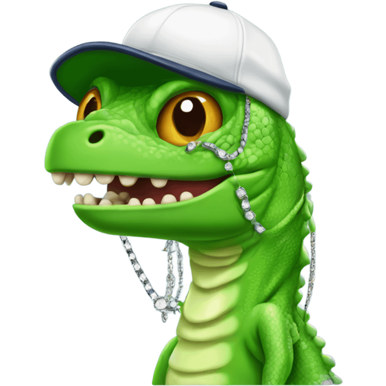 Slimey Lizard with diamond chain and baseball cap emoji