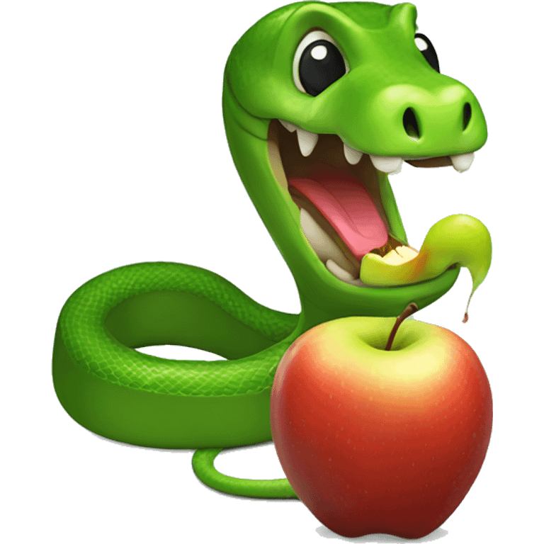 Green snake eating apple emoji