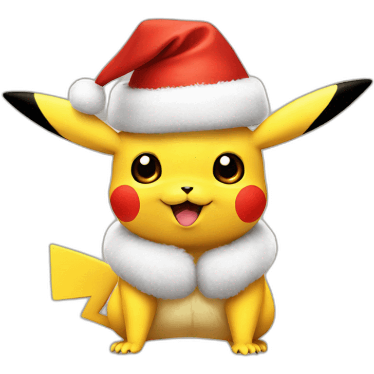 Pikachu with Christmas hat emoji