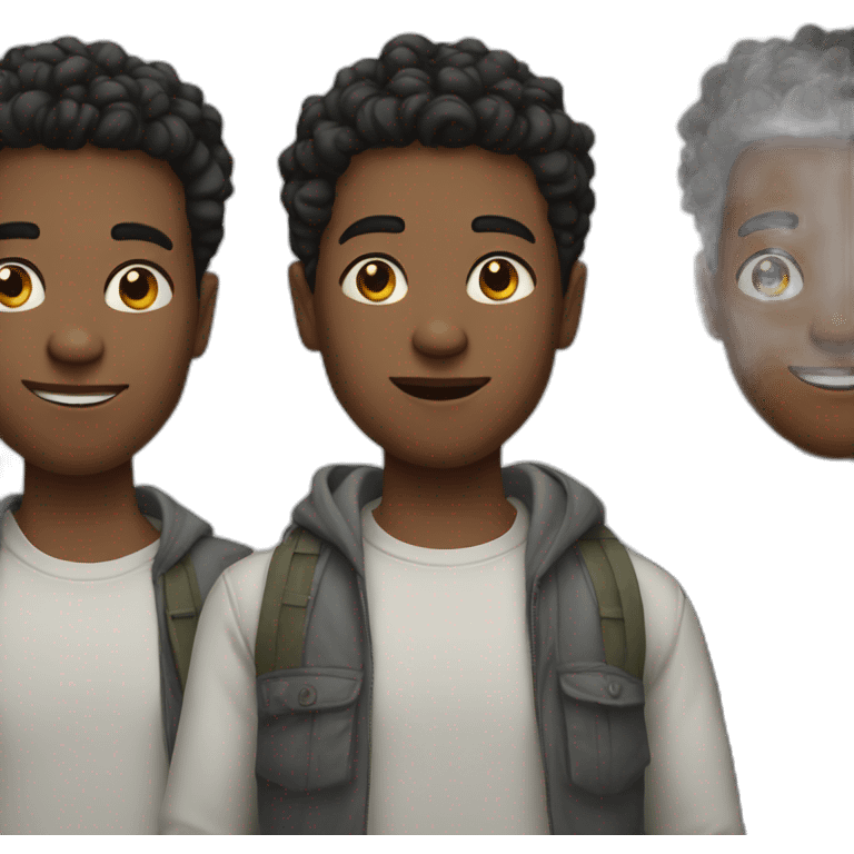 3 white young men emoji