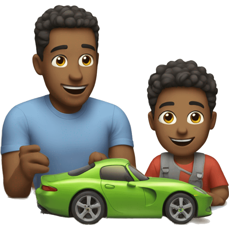 dad plays cars with son emoji