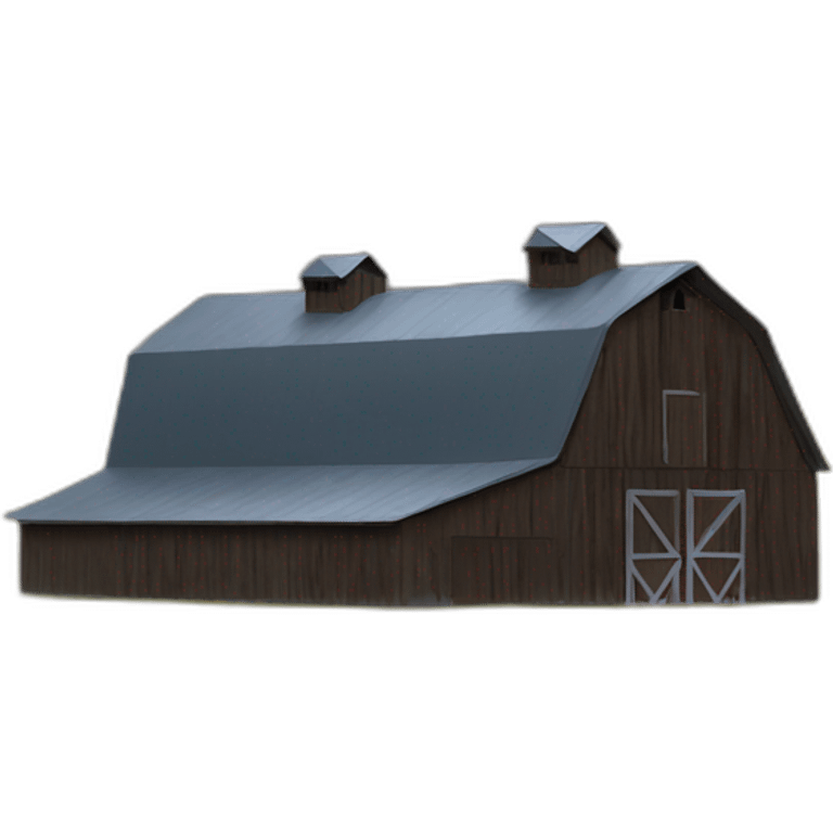 Barn with a storm cloud over emoji