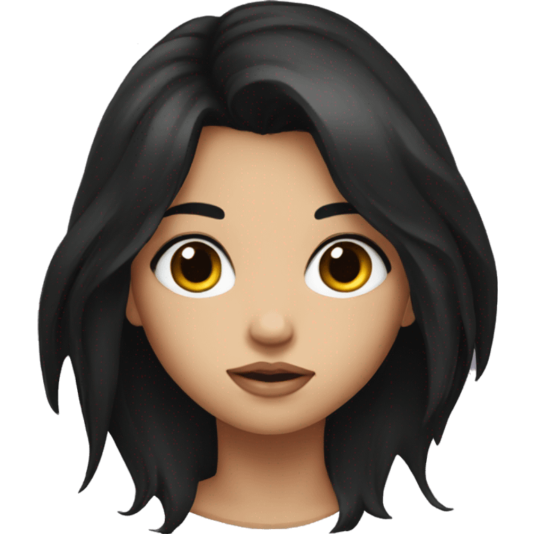  girl with intense gaze with black hair  emoji