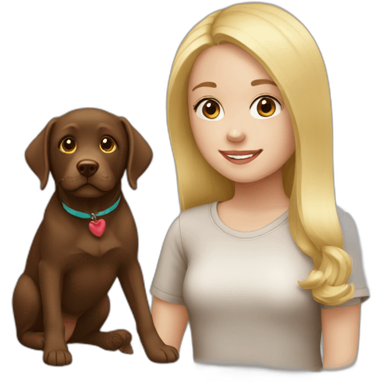 Blond girl with chocolate labrador emoji