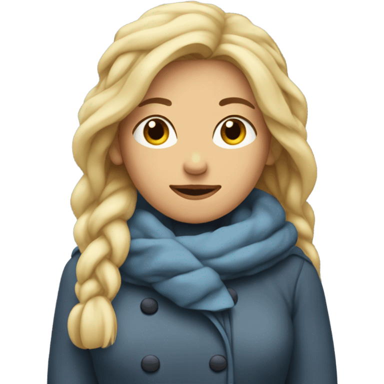 blonde woman freezing in winter emoji