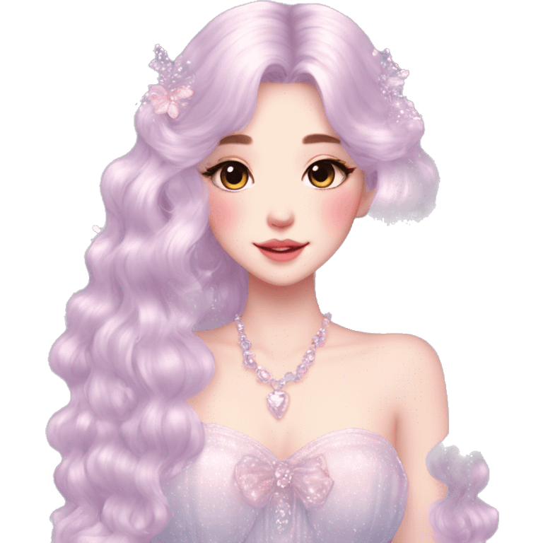 Dreamy pretty VOGUE elegant kawaii shiny blushing shy lady pastelcore kawaii beautiful hair fairycore cottagecore jewels trending aesthetic emoji