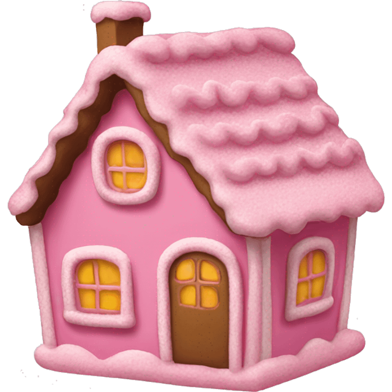 A pink gingerbread house emoji