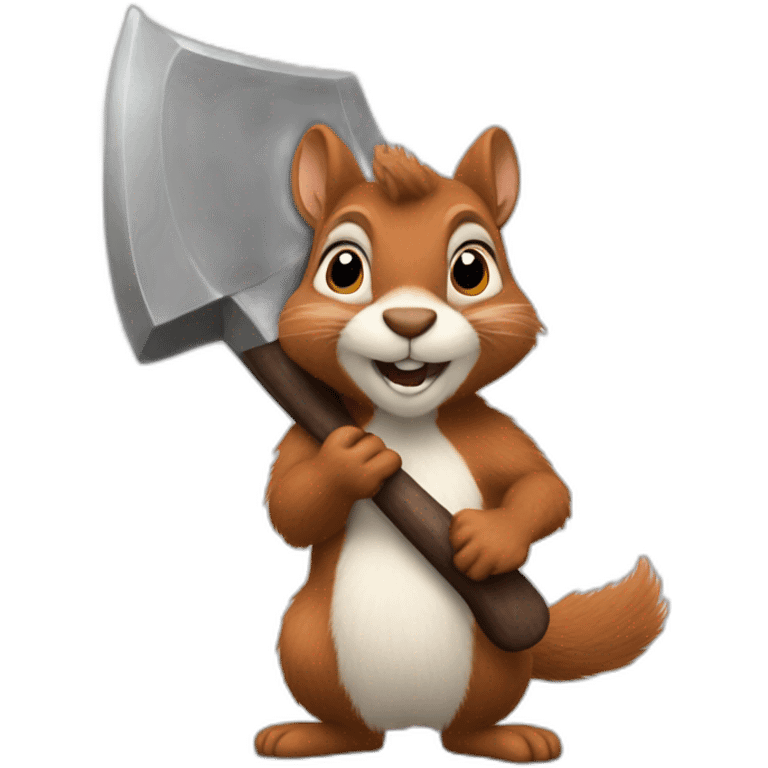 fluffy squirrel with an huge axe emoji