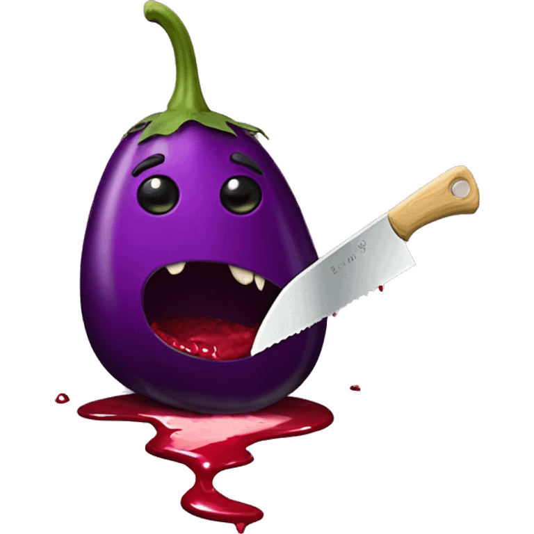 bleeding eggplant being cut by knife emoji