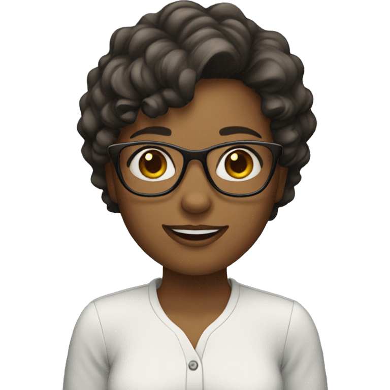 Girl with short wavy hair and glasses emoji