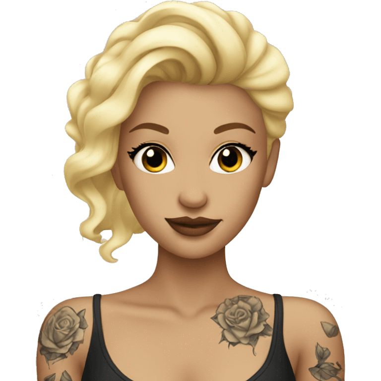 blonde beauty with tattoos emoji