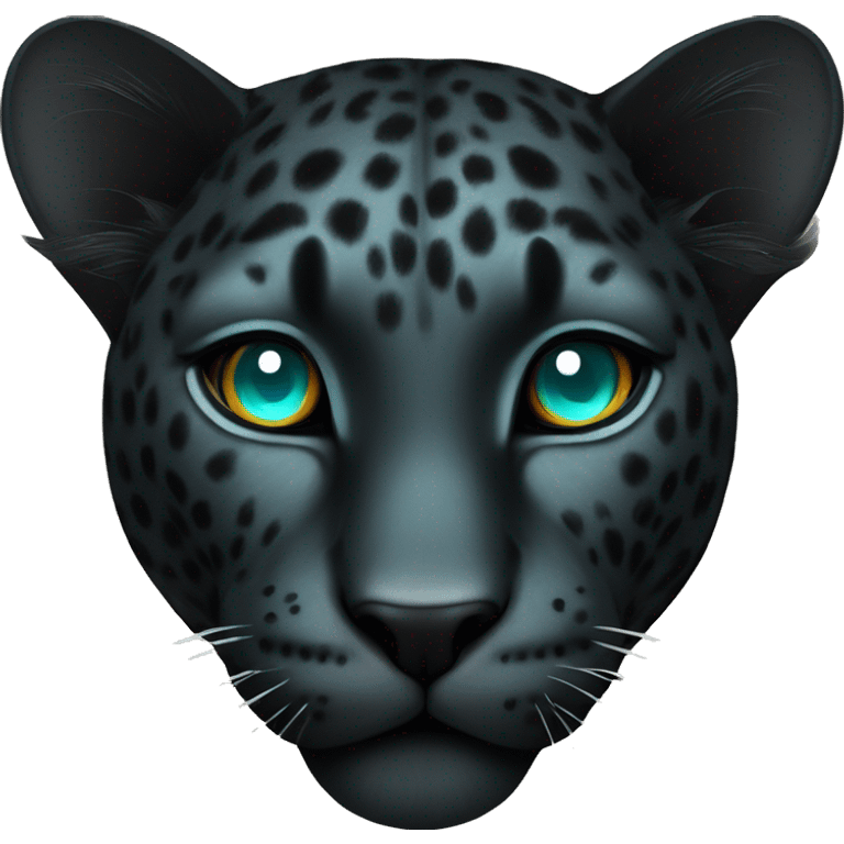 winged black leopard with turquoise eyes flying emoji