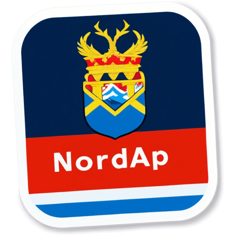 Blaues Schild auf den Nordkapp steht emoji