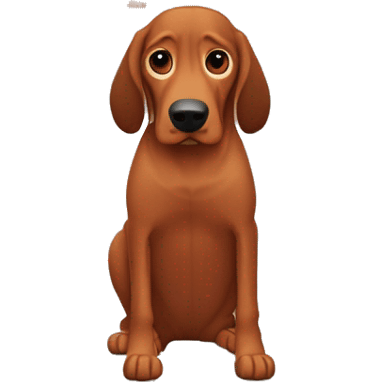 Redbone coonhound dog with anxious t emoji